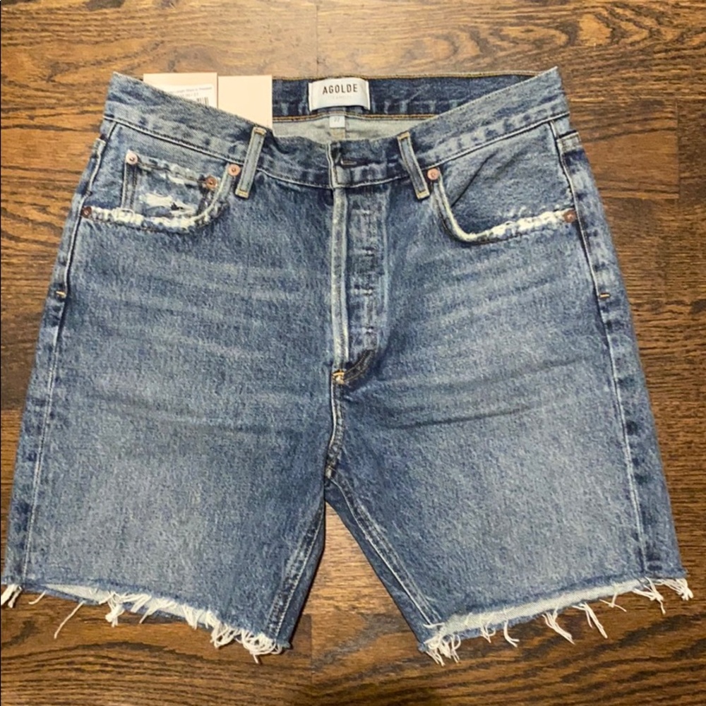 NWT AGOLDE RUMI MID LENGTH SHORT IN PRECISION